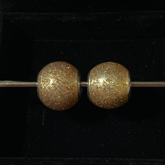 Authentic Pandora set of 2 rose gold enamel glitter sterling silver charms 💖 - Picture 2 of 3